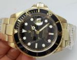 Classic Model Rolex Yellow Gold Submariner Watch Black Face / Black Bezel